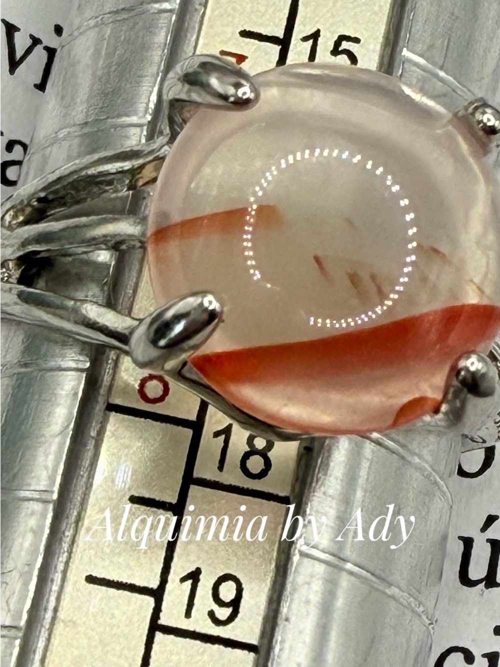 Boho orange agate silver ring - Picture 1 of 1